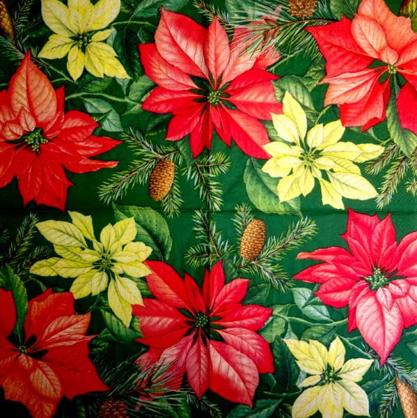 216 Weihnachten Blumen - 3-lagig - Ihr